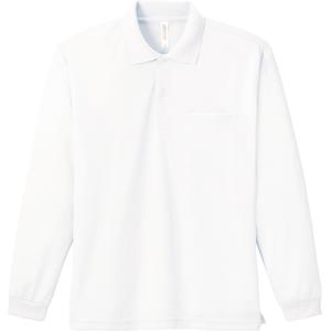 00335-ALP 4.4オンス ドライ長袖ポロシャツ（ポケット付） ホワイト glimmer